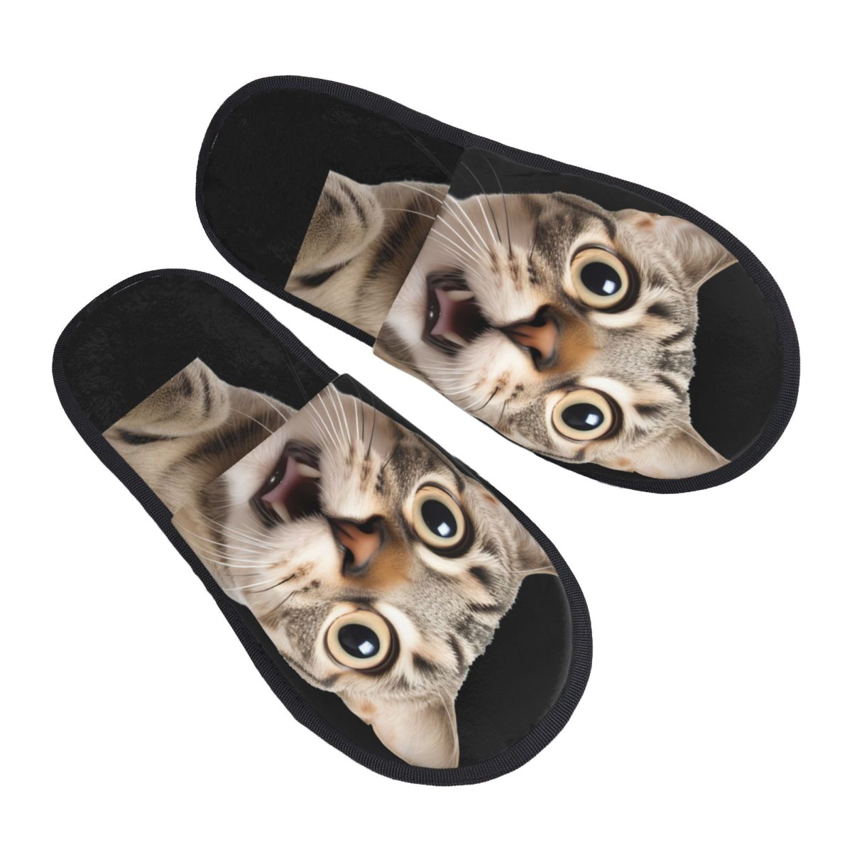 Fluffy Fur Slipper - Милые домашние тапочки с кошачьим принтом,