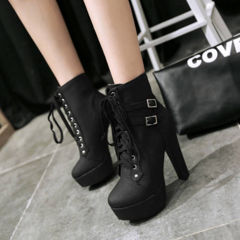 Зимние женские ботильоны на пл – обзор и цена Block Heel Ankle Boots
