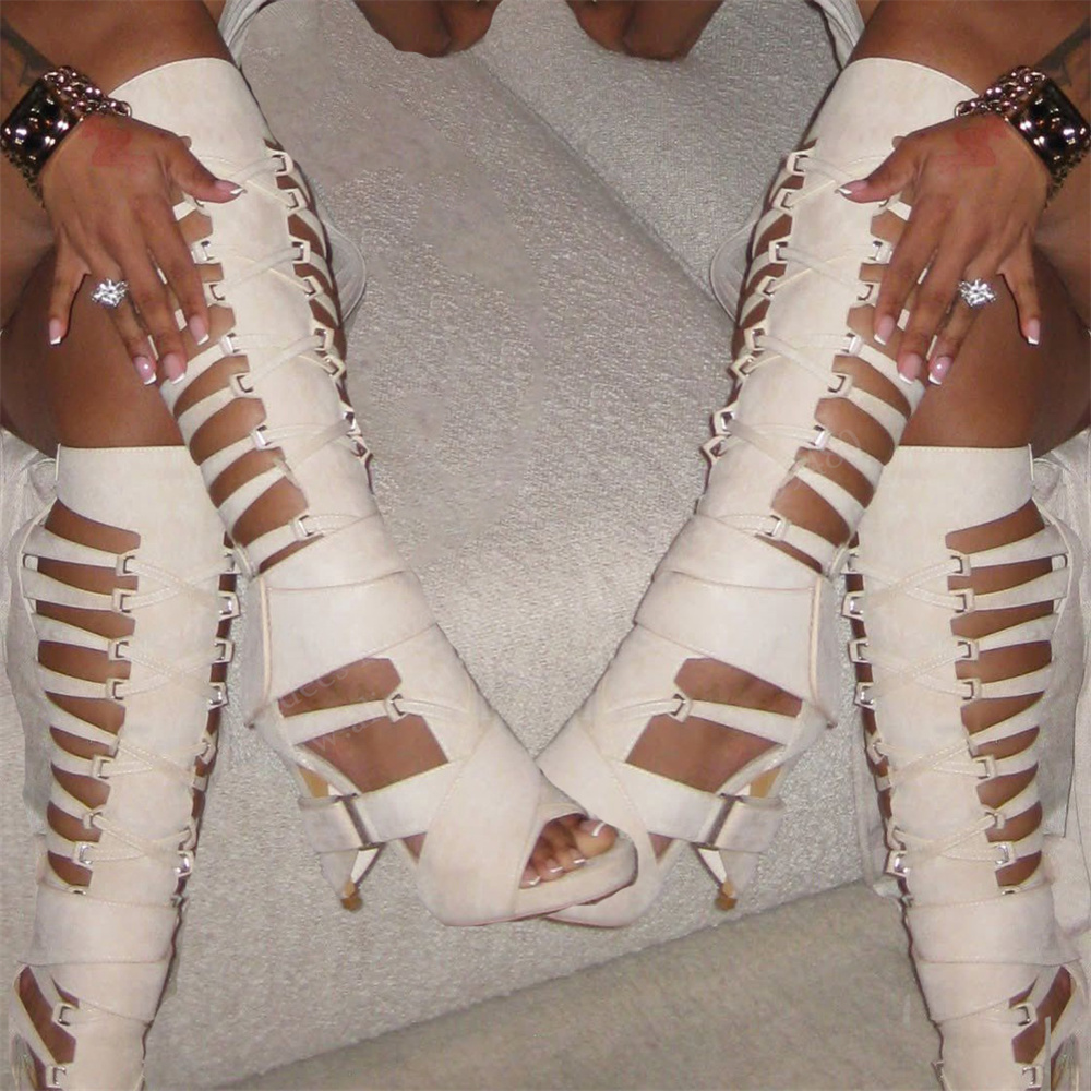 Гладиаторские сандалии-ботфорт – обзор и цена High Knee Heel Boots
